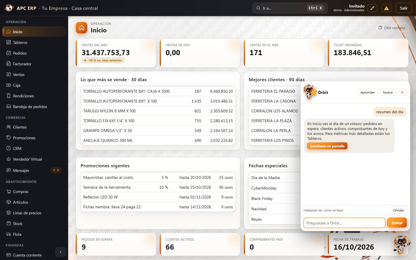 Órbit con datos reales